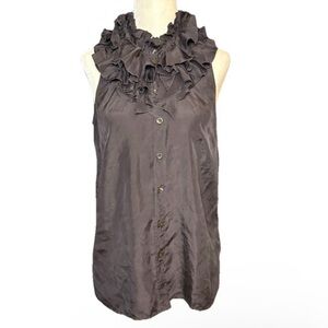 J. Crew Ruffled Sleeveless Blouse in Dark Grey